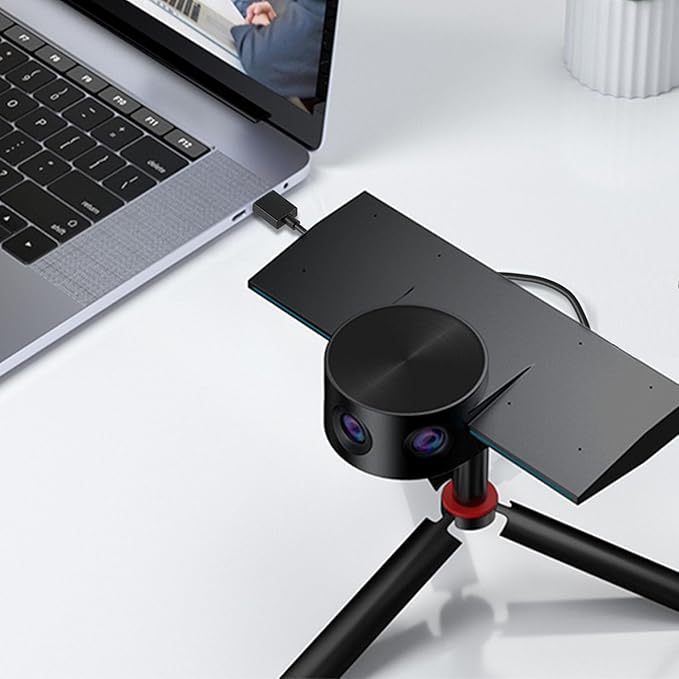 Panoramic 180° Video Camera, Immersive Video Conference Experience, both Overall and Speakers’ Close-up view, 1080P Webcam for Huddle Room and Homebased Office, Plug and Play with Micro SD Card Slot