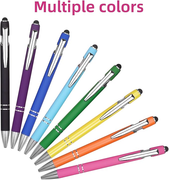 Ballpoint Pen Metal Soft Stylus Pen for Touch Screens，Retractable Tactile Turn Pen，Bulk Pens for Gifts Office Essentials，Medium Point，Black Ink (5 Pink)