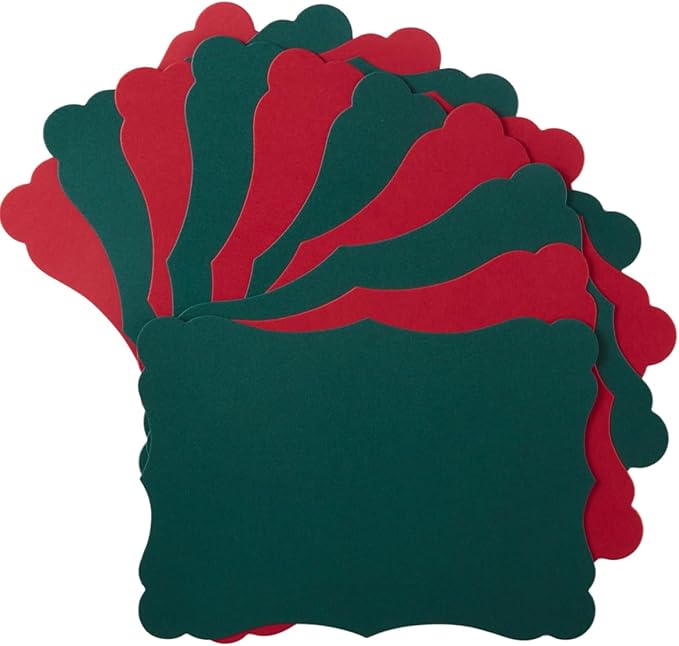 50 Pack Christmas Blank Kraft Cards Cardstock Thick Paper Brown Greeting Cards for DIY Gift Card Menus, Baby Shower and Wedding Invitations (Christmas Red/Green, 4x6IN)