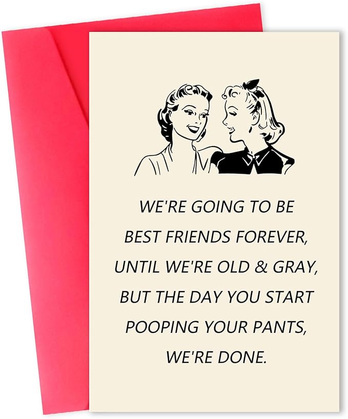 Funny Birthday Card Gift for Best Friend, Humor Friendship Card for Women Her, Sweet Birthday Friendship Gifts Cards for Bestie Sister Bestfriend