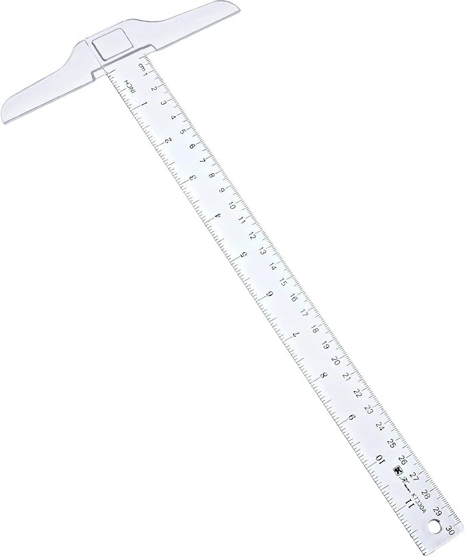 Pangda 12 Inch/ 30 cm Junior T-Square Plastic Transparent T-Ruler for Drafting and General Layout Work (1)
