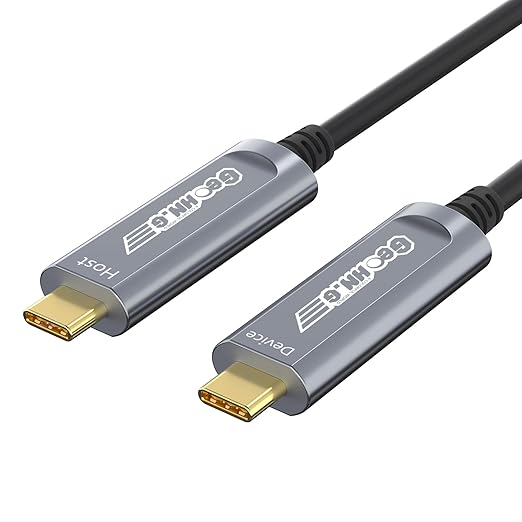 USB C to C Fiber Optic Extension Cable 20M/65FT, USB 3.2 10Gbps Long Distance Active Optical USB C GEN2 Cable for VR/AR, Quest2, Webcam, Camera, Mini PC and More - Grey