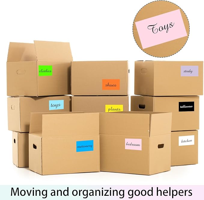 Colored Labels Stickers 3 x 5 Inch, Removable Rectangular Moving Labels, Large Color Coding Labels Moving Stickers- 200 Pack/Red