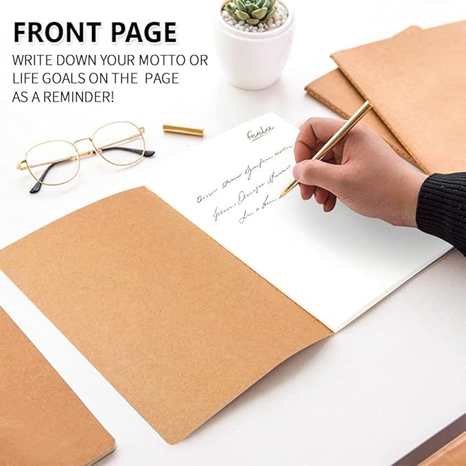feela 15 Pack A5 Kraft Notebooks, 60 Lined Blank Pages Travel Journal Bulk, Soft Cover Notebooks for Women Girls Students, Making Plans Writing Memos Office School Supplies, 8.3 X 5.5 in