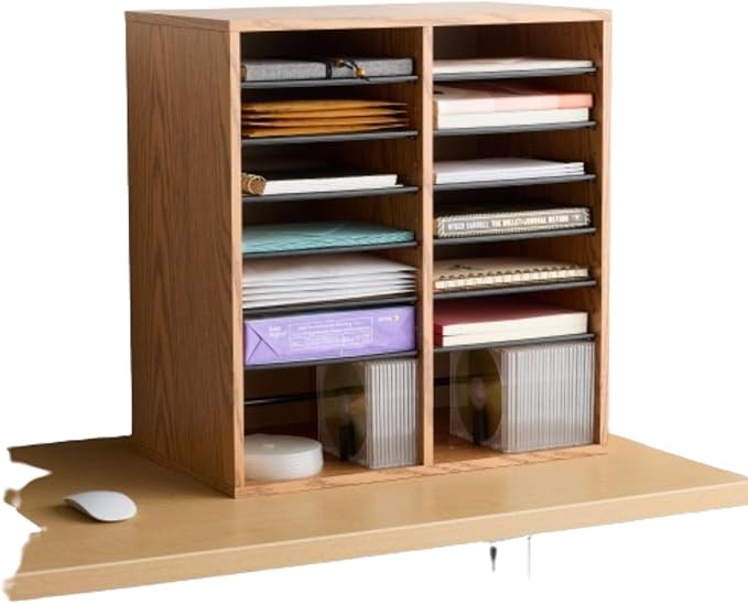 Safco Wooden Paper and Mail Organizer for Home Office and Classroom, Adjustable Shelves and Stackable
