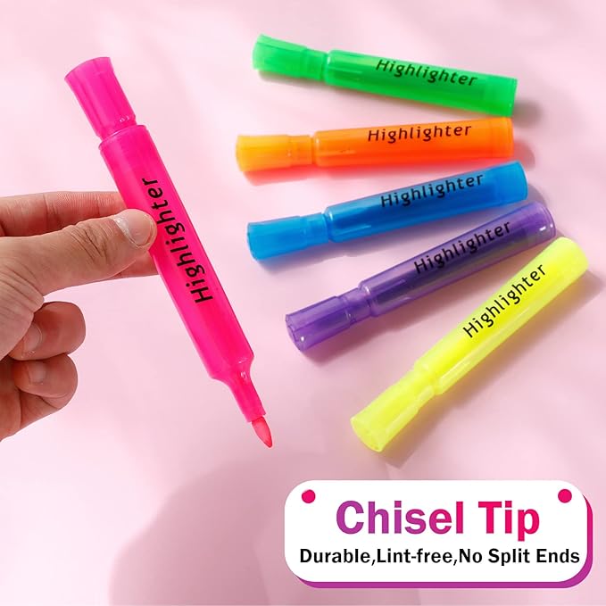 Teling 120 Pcs Highlighters Bulk Chisel Tip Tank Style Highlighters for School Classroom Assorted Color Fluorescent Pens for Office Shop