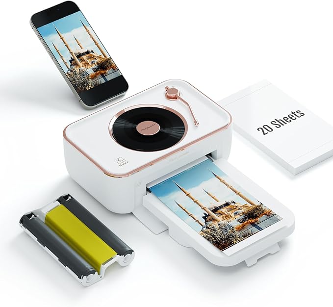 HPRT Photo Printer 4x6&Bluetooth Speaker,+20 Sheets and 1ribbon,Portable Instant Picture Printer for iPhone, Android, Thermal Dye-Sublimation, AR Video Printing,Wi-Fi Wireless Photo Printers