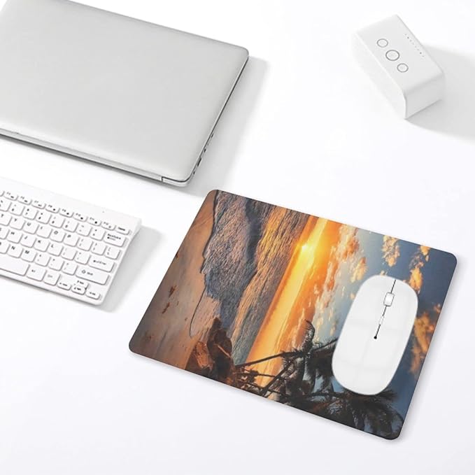 Sunset Beach Mouse Pad, Square Mousepad,Waterproof Mouse Mat Non-Slip Rubber Base MousePads for Office Home Laptop Travel, 9.5"x7.9"x0.12" Inch