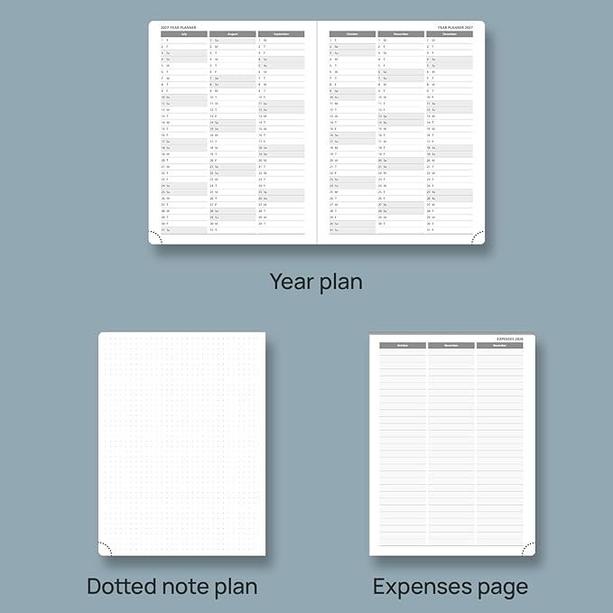 POPRUN 2026 Planner (Medium - 6.5'' x 8.5'') - 2026 Weekly Calendar ((Jan. 2026 - Dec. 2026) with Hourly Time Slots, Weekly/Monthly Appointment Book for Time Management - Leather Soft Cover - Blue Green