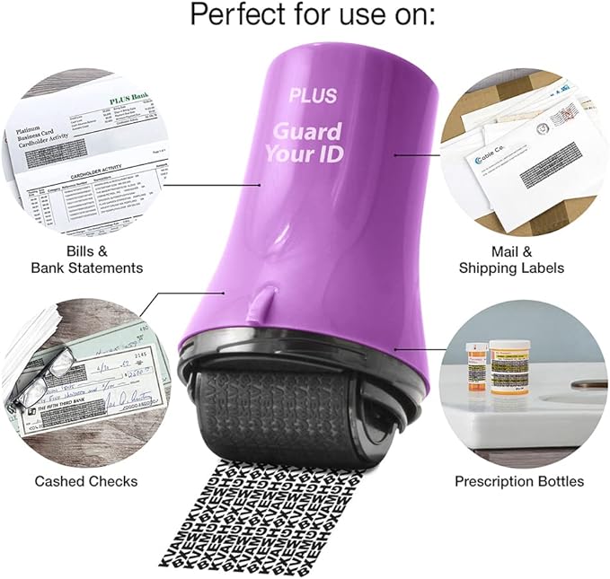 Wide Advanced Privacy Protection Roller by Guard Your ID for Bills, Mail, Address Labels (3-Pack, Purple)