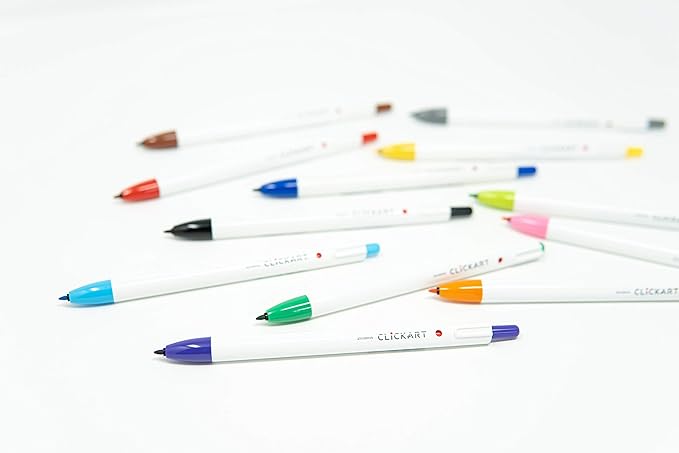Zebra Pen Click Art Retractable Marker Pen, Fine Point, 0.6mm, Assorted Colors, 6 Pack