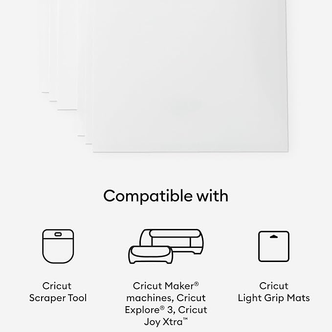 Cricut Printable Holographic Sticker Paper - US Letter Size (8.5in x 11in), Waterproof Sticker Paper for Printer, Compatible with Cricut Maker, Explore 3, & Cricut Joy Xtra, White (5 Ct)