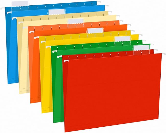 Hanging File Folders, RAZCC 30 Pack Reinforced Hanging Folders Letter Size, Designed for Bulky Files, Filing Cabinet, Adjustable Tabs, Assorted Colors