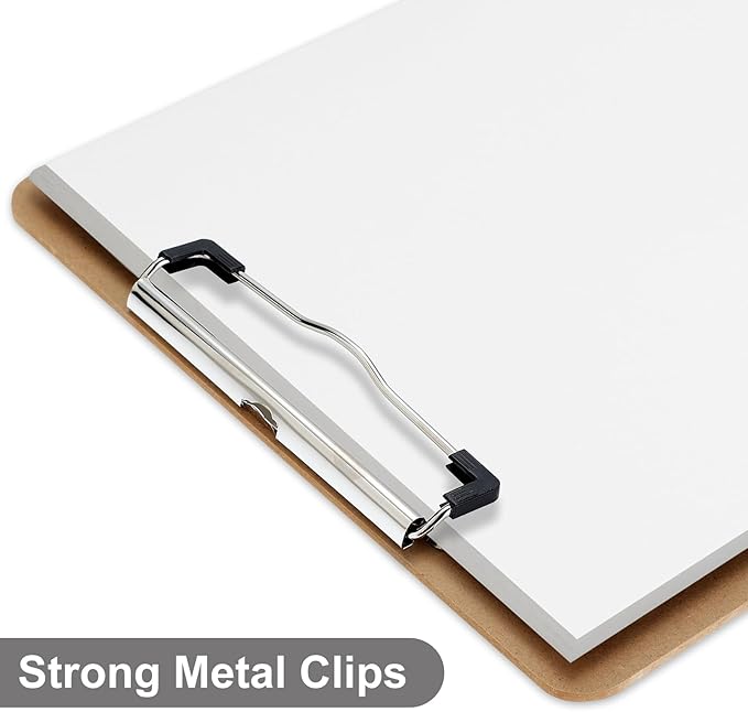 Wood Clipboards Set of 20, Letter Size Hardboard Clip Board 8.5x11 for Classroom, Students, Kid, A4 Standard Size 9" x 12.5" with Low Profile Clip, Office & School Supply