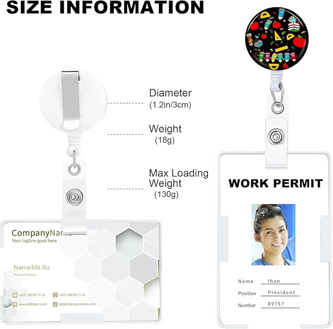 Teacher Badge Reels Holder Retractable with ID Clip for Nurse Name Tag Card Nursing for Doctor Teacher Student Employee Office Medical Work