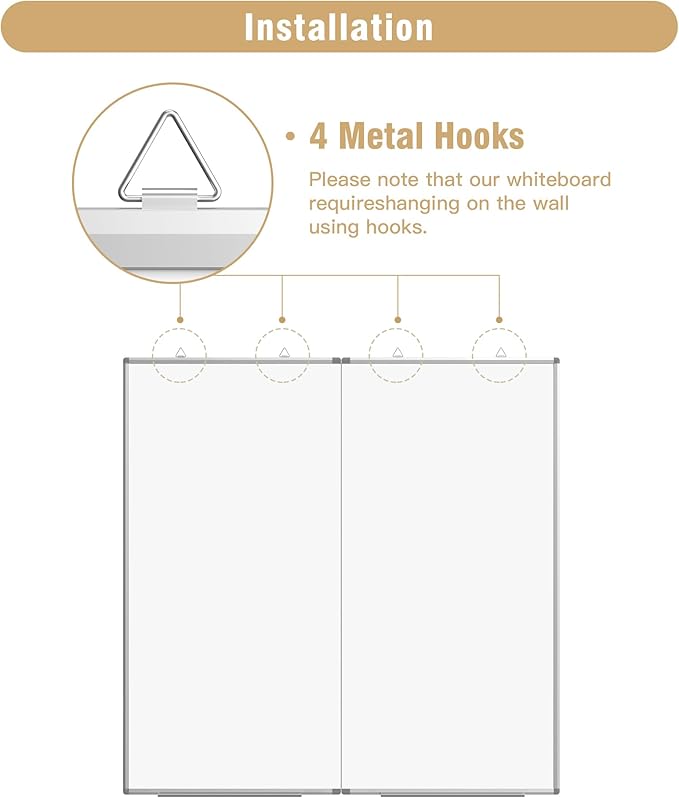 48"X 48" Large Magnetic Dry Erase Whiteboard, Removable Wall Hanging Board with 4 Pens & 1 Dry Erasers & 6 Magnets, Sliver Aluminum Frame White