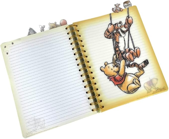Innovative Designs Disney Winnie the Pooh Tab Journal Notebook, Spiral Bound, 144 Lined Pages, 8 x 7 inches