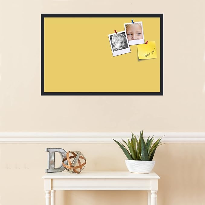 PinPix 34x22 Inch Cork Bulletin Board. This Decorative Framed Pin Board Comes with Honey Pastel Design and a Satin Black Frame. Ideal for Home Office Decor or Message Board (PinPix-1810)