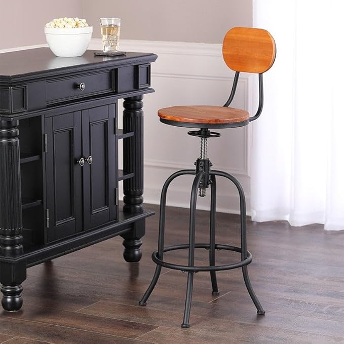 The Lakeside Collection Adjustable Swivel Stool with Back - Red