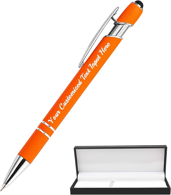 Personalized Ballpoint Pen 1pcs, Custom Pens Free Engraved Bulk with Name Logo, Soft Black Ink Stylus with Touch Metal Office, Gift for Anniversaries, Graduations, Birthdays