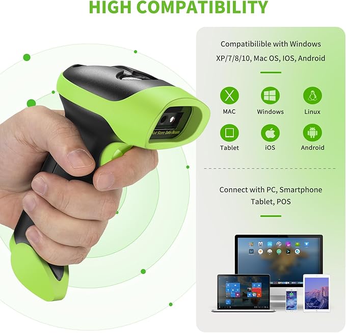 NetumScan Wireless QR Barcode Scanner, 3 in 1 Automatic Bluetooth 1D 2D Barcode Reader USB Image Code Scanner for Store, Warehouse POS, Computer, Tablet, iPad, iPhone, Android