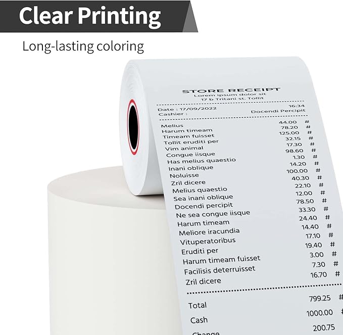 Thermal Receipt Paper Rolls, 3-1/8 x 230ft Thermal Paper, POS Cash Register Paper Rolls (10 Rolls)