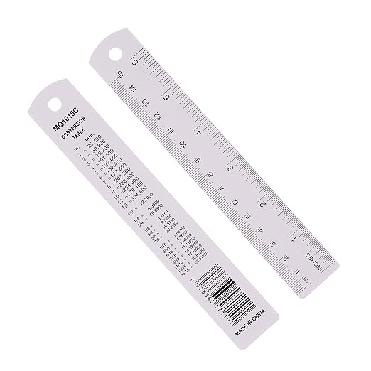 PATIKIL 15cm/6" Metal Ruler, 2 Pack Aluminum Alloy Rulers with Centimeters, Millimeters, Inches and Conversion Table Straight Edge Ruler for Writing Machinist Drafting, Purple