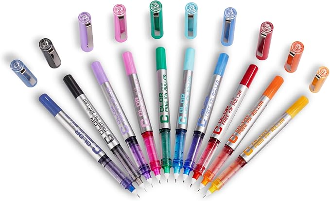 EYEYE Needle Rollerball Pens 0.5mm, 10 Assorted Colors Extra Fine Point Pen Quick Dry, Liquid Ink Pens Fine Point Smooth Writing Pen for Journaling, Note Taking, Office, Doodling & Gifts