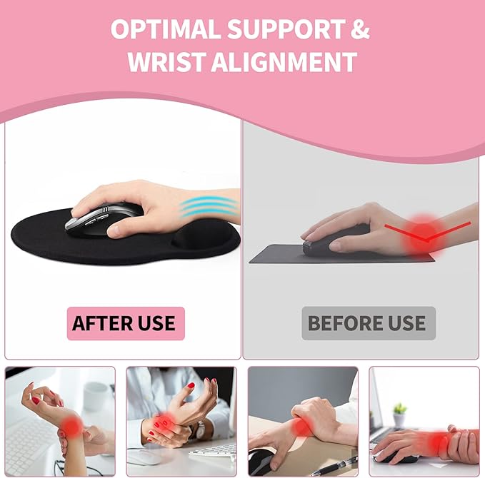 eulps Mouse Pad with Wrist Rest, Comfortable Computer Mousepad with Gel Wrist Support Smooth Surface and Non-Slip PU Base for Pain Relief, Laptop, Office & Home (Floral Fantasy)