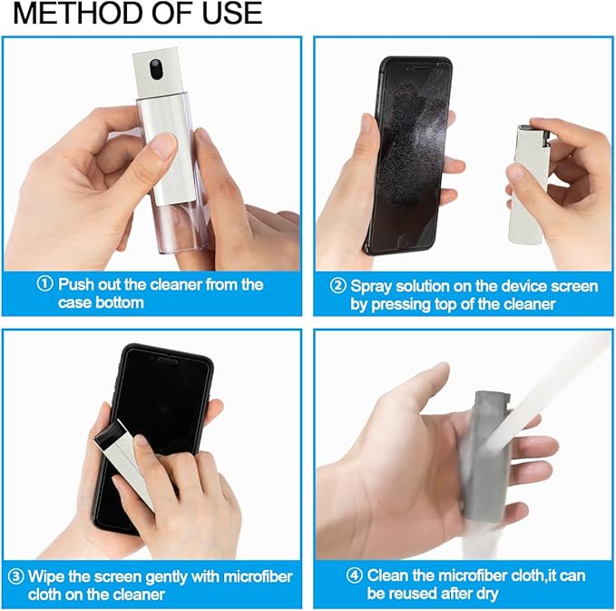 walrfid Car Screen Cleaner Spray, Electronic Touchscreen Mist Cleaning Brush Kit for TV, Laptop, iPad, iPhone, Cellphone, MacBook Pro, Tablet, PC, Computer, Monitor, LCD Screens, Eyeglasses - Cream