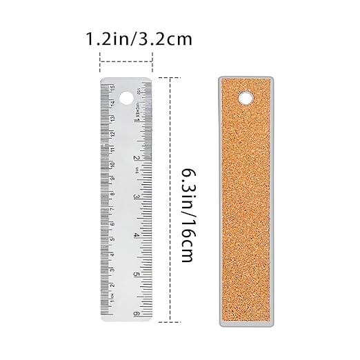 3 Pcs 6 Inch Metal Ruler Stainless Steel Metal Ruler with Cork Backing, Non-Slip Rulers with Inch and Centimeters, Straight Edge Cork Base Rulers for Student School Office Drafting Tools