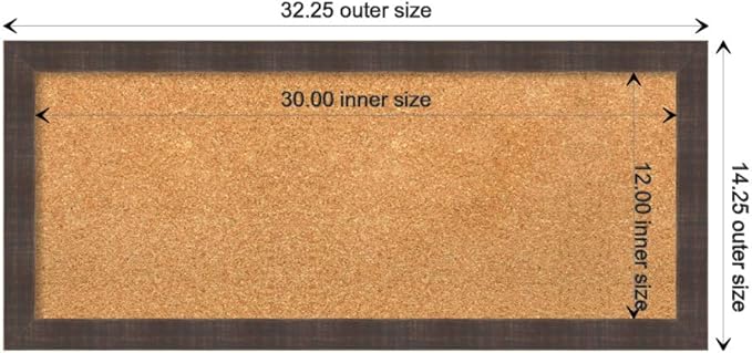 Amanti Art Natural Cork Board for Wall, 14x32 Vision Board with Brown Wood Frame, Medium Corkboard Office Decor for Home Organization, Rustic Farmhouse Corkboard Pinboard to display items for home