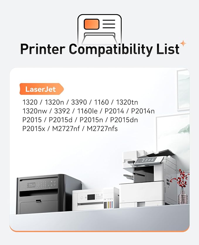 49A 1320 Toner Cartridge 2-Pack Replacement for 49A Q5949A 53A Q7553A 49X Q5949X 53X Q7553X Toner Compatible with HP Laserjet 1320n 3390 1160 1320tn 1320nw 3392 P2014 P2015 P2015dn MFP M2727nf Printer