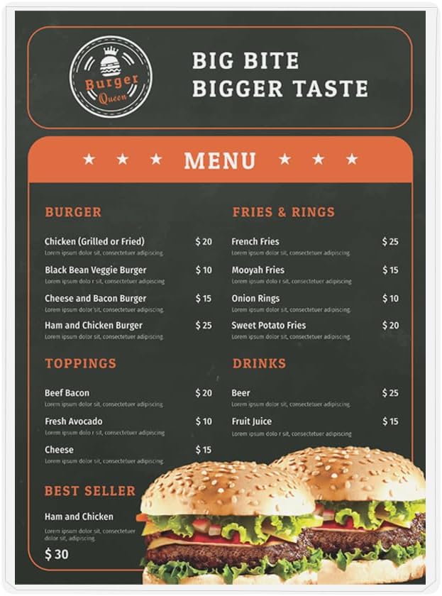 StoreSMART - Rigid Plastic Menu - 8.5" x 14" - 50-Pack - HPP812X14-MENU-50
