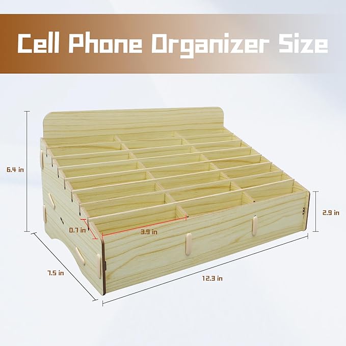 HengTianMei 24 Grid Cell Phone Organizes Storage Box for Office School Classroom