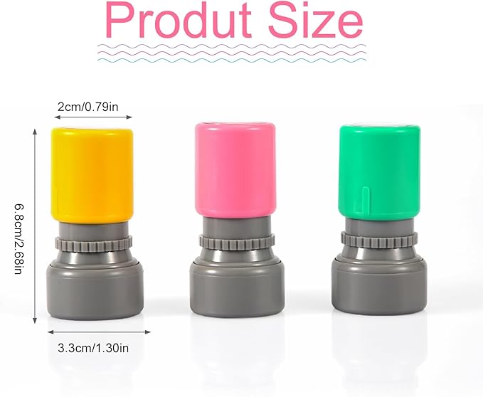 3pcs Pleasure Serving You Stamps, Server Stamps for Checks Stationery Stamp Self Ink Stamp for Service Work (Pink, Green, Yellow)