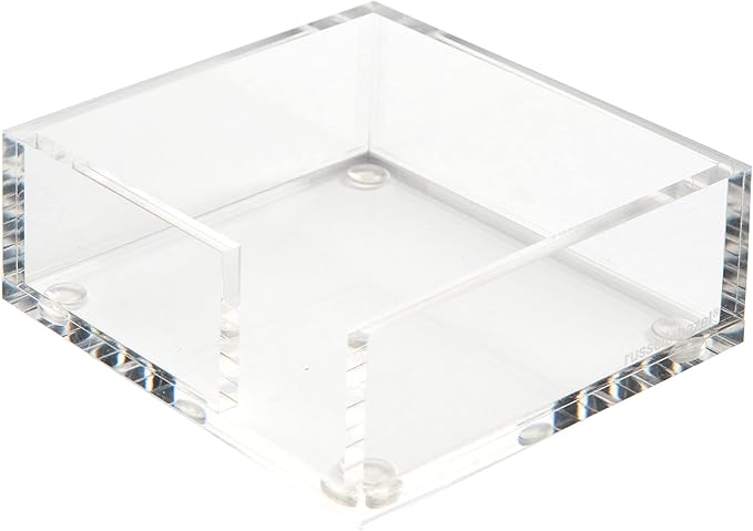 russell+hazel Acrylic Sticky Notes Bloc Tray, Home and Work Office Organization, 4” W x 4” L x 1.5” H, 1 Count