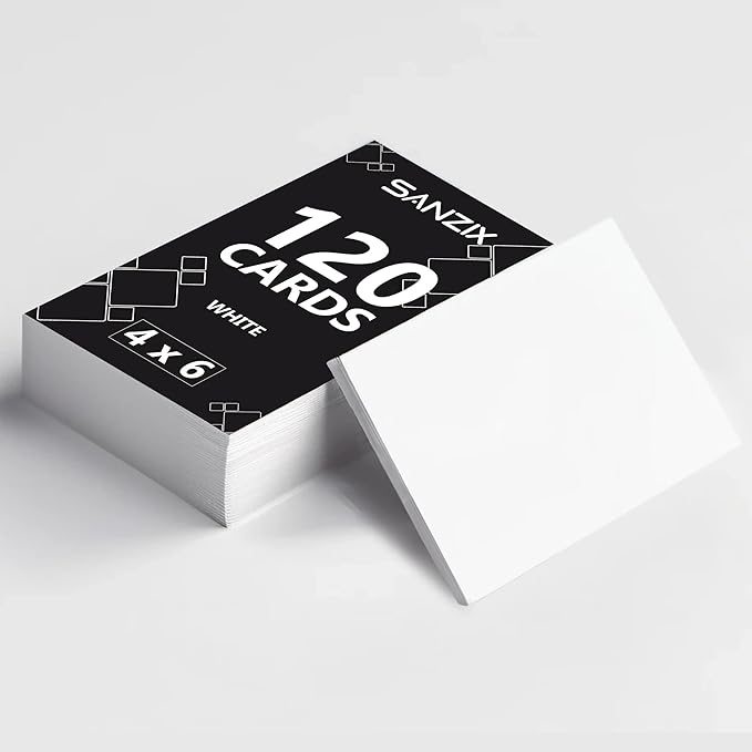 SANZIX 120 Pack 4" x 6" White Cardstock Paper - 80 Lbs/220 GSM Heavyweight Printable 4x6 Cardstock | Blank Postcards for Mailing | Perfect Blank White Cards for Wedding Invitations & Thankyou Cards