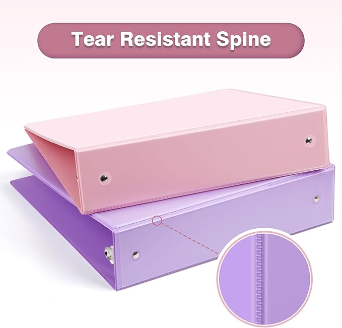 COMIX Standard 3 Ring Binder 2 inch with Clear View Cover, 2" Round Ring View Binder Holds 400 Sheets of US Letter Size Paper, 6 Pack (Pink)