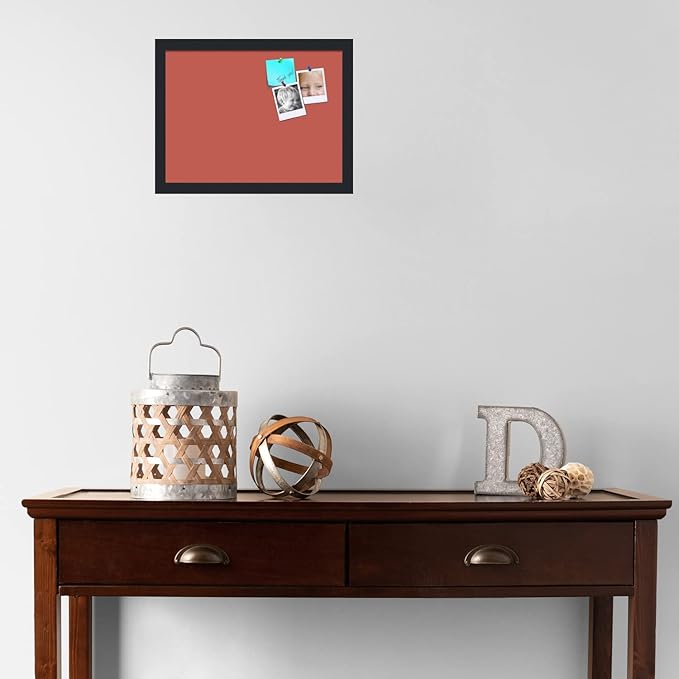 PinPix 16x12 Inch Cork Bulletin Board. This Decorative Framed Pin Board Comes with Crimson Pastel Design and a Satin Black Frame. Ideal for Home Office Decor or Message Board (PinPix-1807)