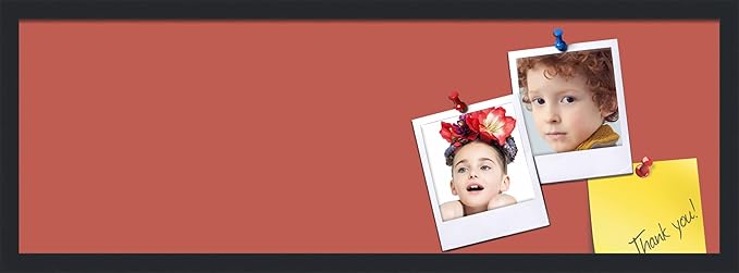PinPix 36x12 Inch Cork Bulletin Board. This Decorative Framed Pin Board Comes with Crimson Pastel Design and a Satin Black Frame. Ideal for Home Office Decor or Message Board (PinPix-1807)