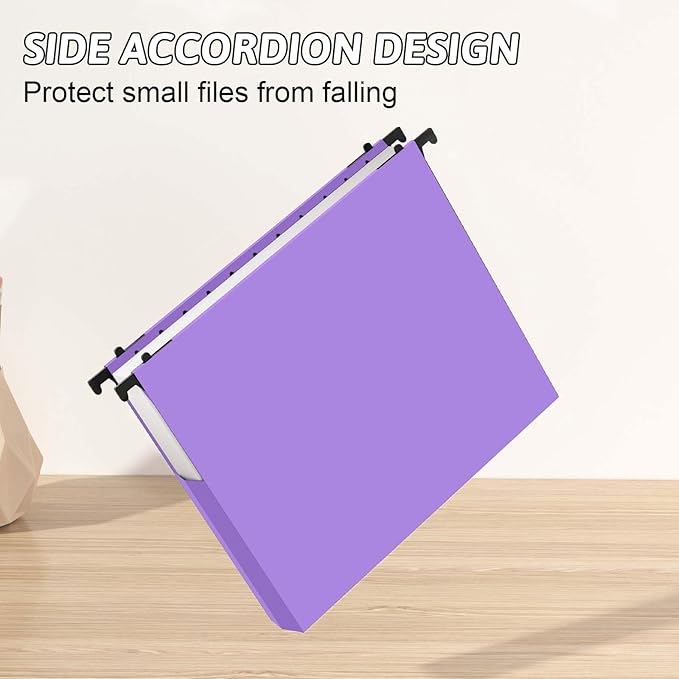 Plastic Extra Capacity Hanging File Folder Letter Size,12 Pack Reinforced Purple Hanging Folders Expandable,Heavy Duty Folders 2 Inch Expansion,Hanging File Organizer Designed for Bulky Files