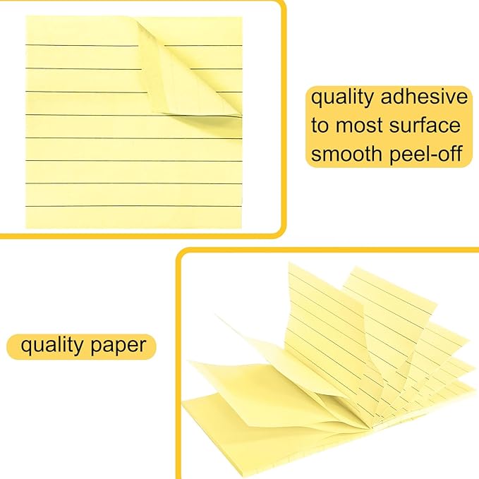 48 Pack 1920 Sheets Pop Up Sticky Notes Lined 3x3 inch Self-Stick Notes Pads Post Lined Sticky Note Pads Accordion Pop Up Notes Refill for Dispenser Home Office School, 80 Sheets/pad (Yellow)