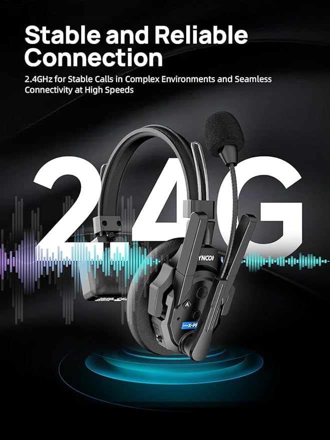 SYNCO XTALK XPro5 X5 Wireless Intercom Headset System 2.4 GHz Full Duplex 1640feet/500 Meter Communication System for Live Show Stage Performance Movie Shoot (XPro5/5 Persons)