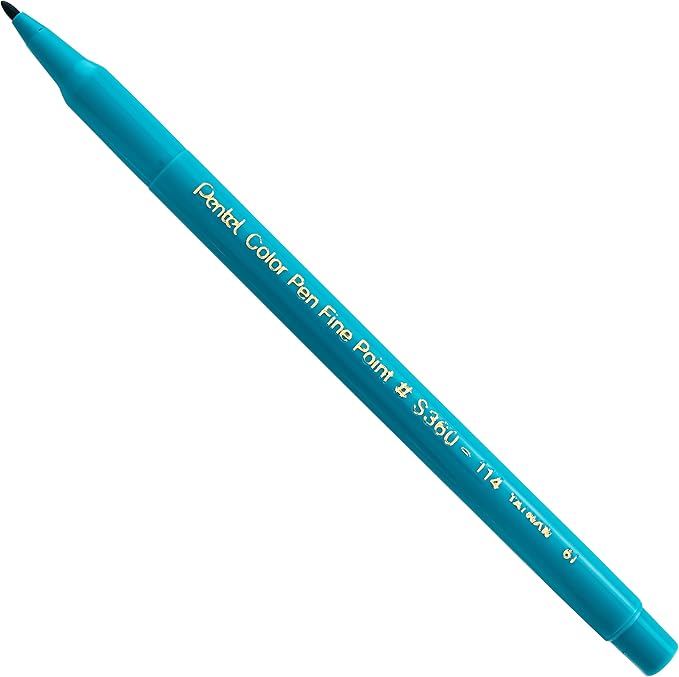 Pentel Color Pen, Fine Point Color Markers, Fiber Tip, Assorted Colors, Set of 18 (S360-18) (Pack of 1, 18 Count Total)