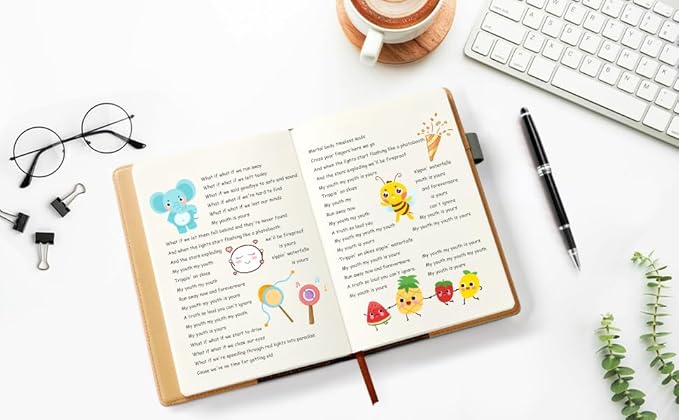 Blank Refill Paper for Hardcover Leather Notebook, A5 Unlined Refill Page for Refillable Sketchbook with Pocket, 240 Pages Notebook Paper for Drawing with Ribbon Bookmark