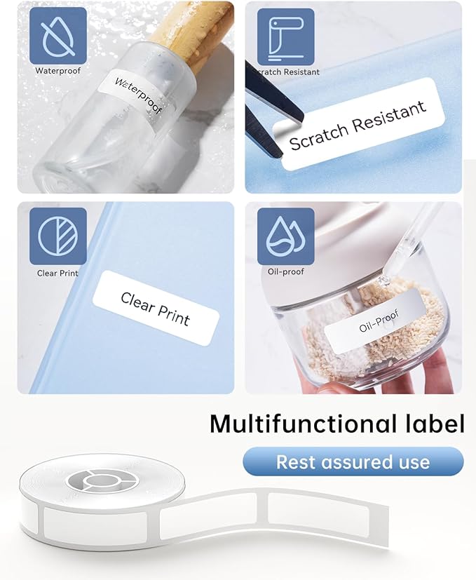 NIIMBOT D11 Label Maker Tape Adhesive White Label Paper 0.47" X 2.95" (12 X 75mm) 95 Labels/Roll, Compatible for NIIMBOT D11 D110 Label Printer, Thermal Paper Black on White, 3-Roll