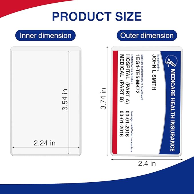 New Medicare Card Protector, 6 Pack Plastic Card Holder for Wallet Single 12 Mil Business Card Sleeve Waterproof Cards Plastic Protector for Credit Card Business Card Social Security Card