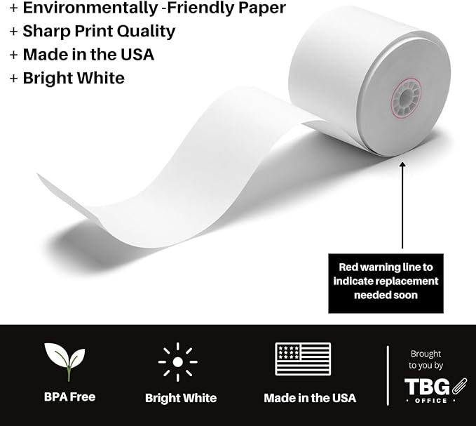 2 1/4" x 85' Thermal Paper Rolls - BPA FREE – MADE IN USA - Receipt paper rolls – Point of Sale Cash Register - Thermal printer paper - Credit Card Paper - (1 Case - 30 Rolls)