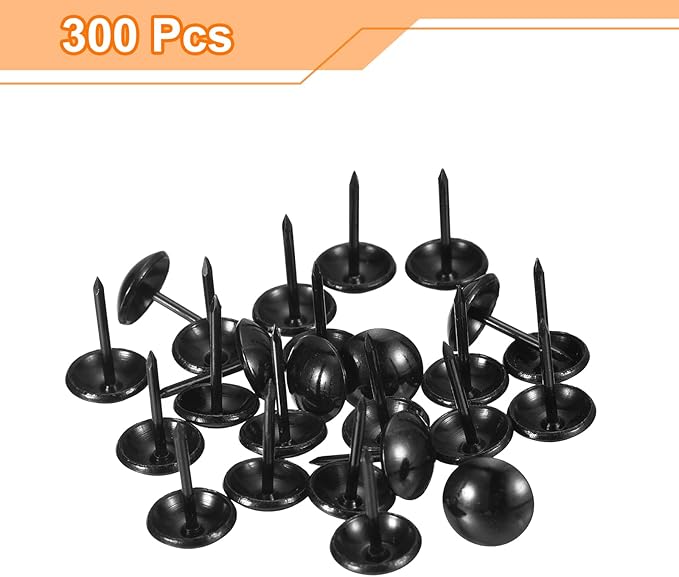 uxcell Upholstery Tacks Nail Pins Furniture, 50Pcs 11x17mm Thumb Tack Pins Assortment Kit Carbon Steel for Home Sofa DIY Decorative Nail Heads Nails, Black